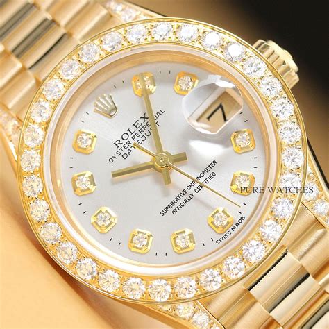 rolex president 18k gold 1.35cttw diamond watch|rolex presidential ladies 18k gold.